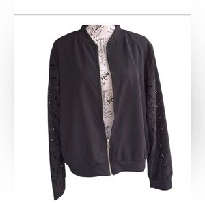 JM Studios jacket lightweight long beautiful mesh lace design sleeves NWT XL